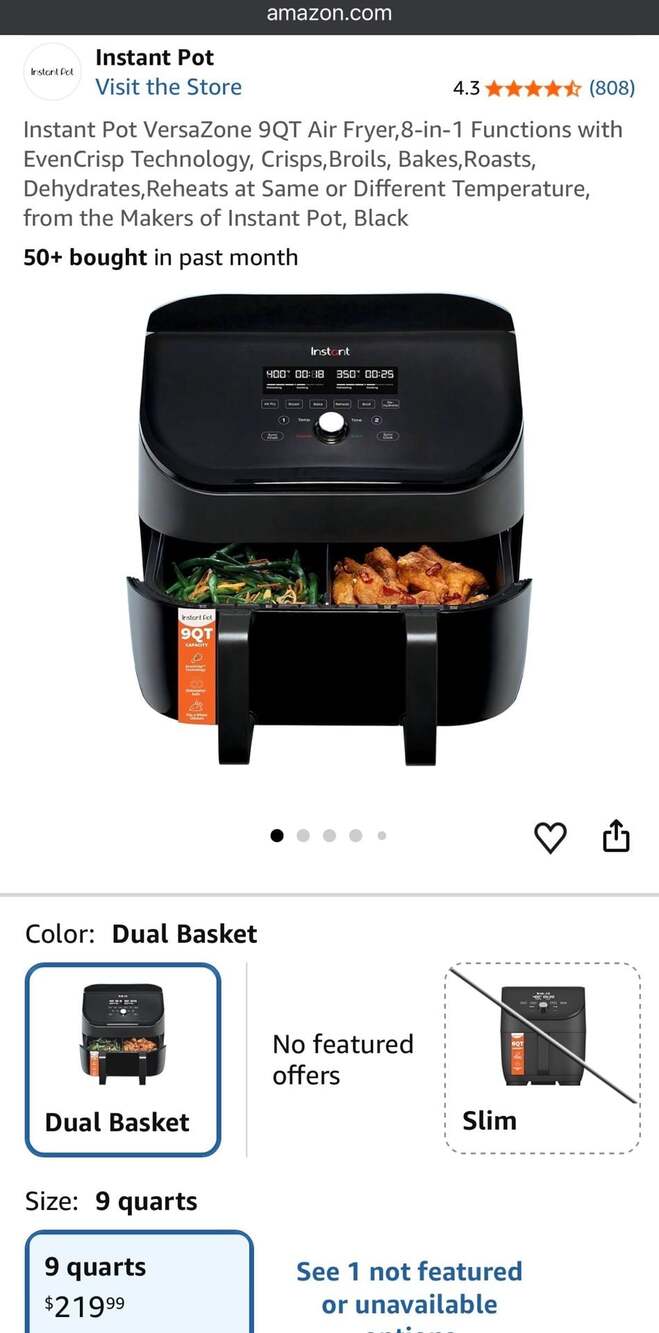 Instant Vortex XL 9-Quart Air Fryer with VersaZone Technology